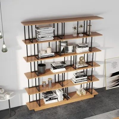 yy-Nordic Minimalist Solid Wood Bookshelf Rack Modern Floor Retro Partition Creative Display Display Rack