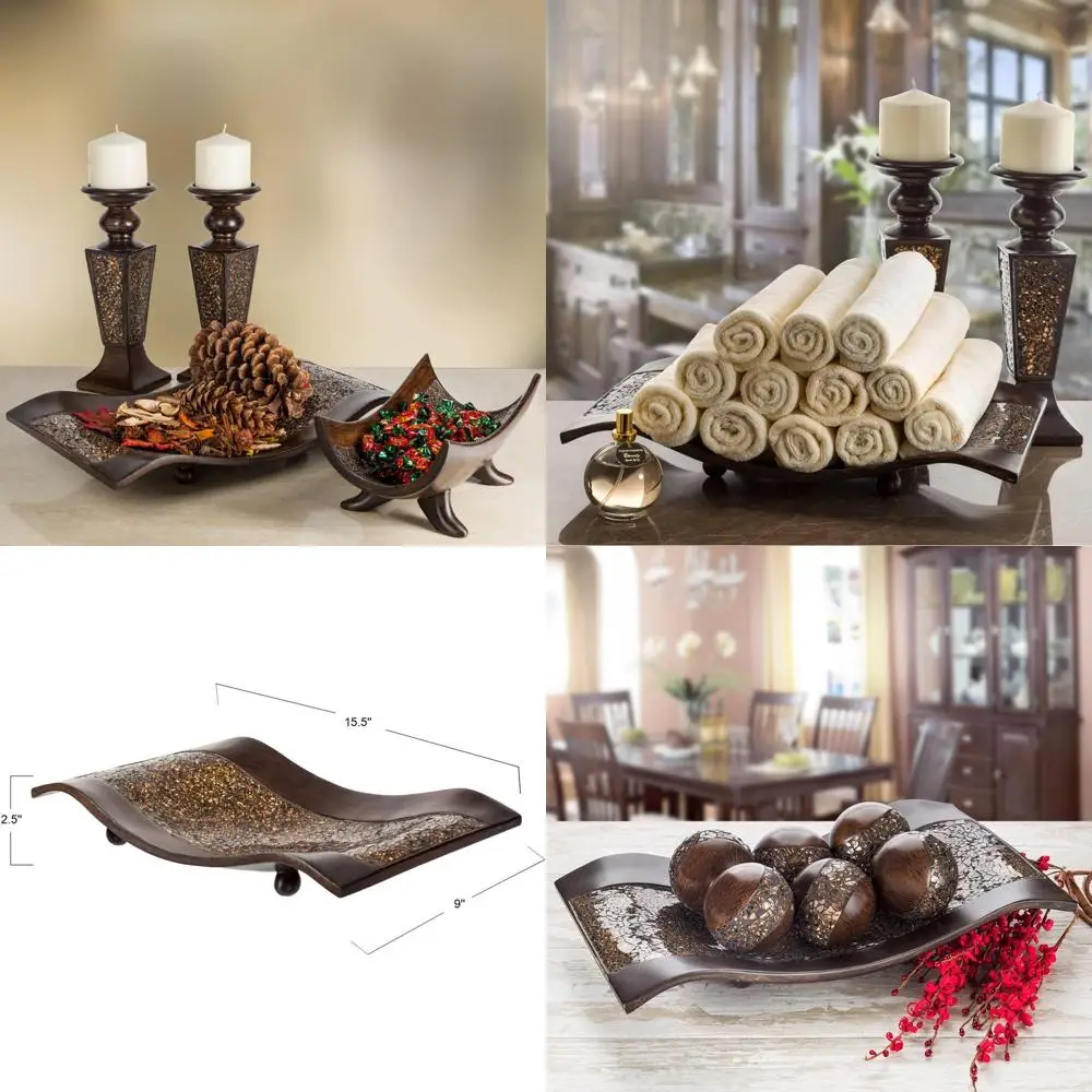 

Scwerk Brown Centerpiece Home Decor Crackled Mosaic Design, Table Decorations or Dining/Living Room/Coee Table Decor - Best Wedd