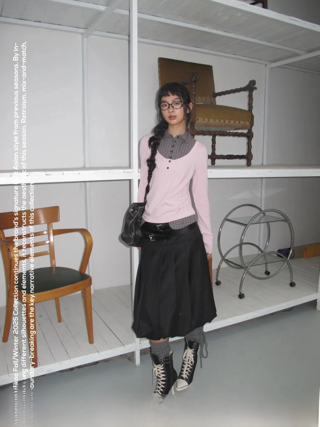 

Женская свободная дышащая хлопковая футболка JIKOO Matilda Miu с длинным рукавом в клетку, имитация двухслойности, с цветными блоками