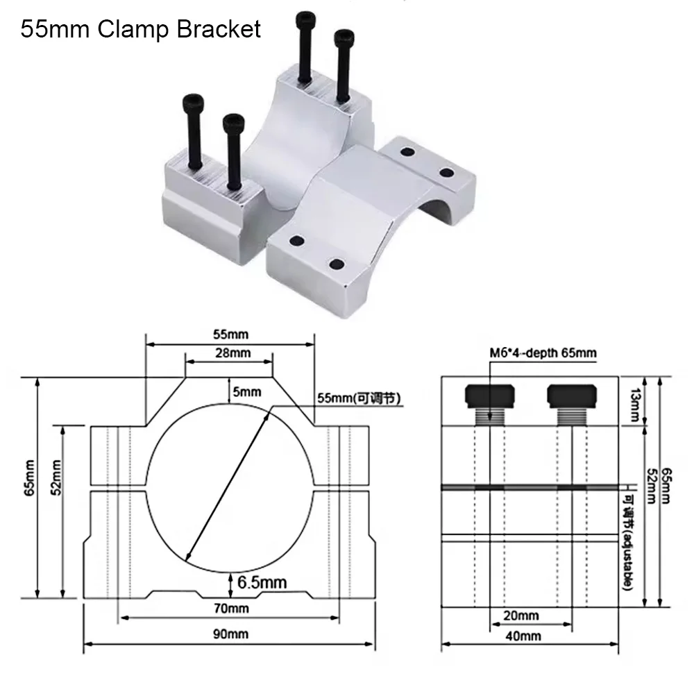 500W CNC Brushless Spindle 0.6Nm 48V 12000RPM With Hall Sensor ER16 Collet 55mm Clamp Bracket Power Supply for Cnc Router