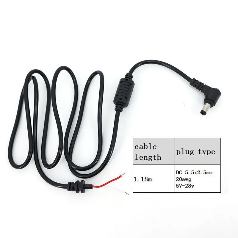 5.5 x 2.5 mm Laptop Power Connector Jack Dc Plug Adapter Charger Cable Cord 120W for Notebook Charger 1.18M A7