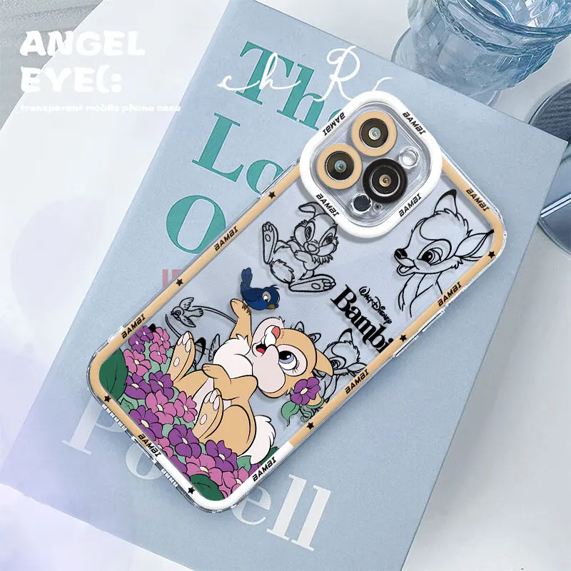 Case for iPhone 15 Plus XR 14 Pro Max 12 Pro XS Max 11 SE 7 8 13 Mini 12ProMax Disney Anime Bambi Transparent Soft Cover Cases