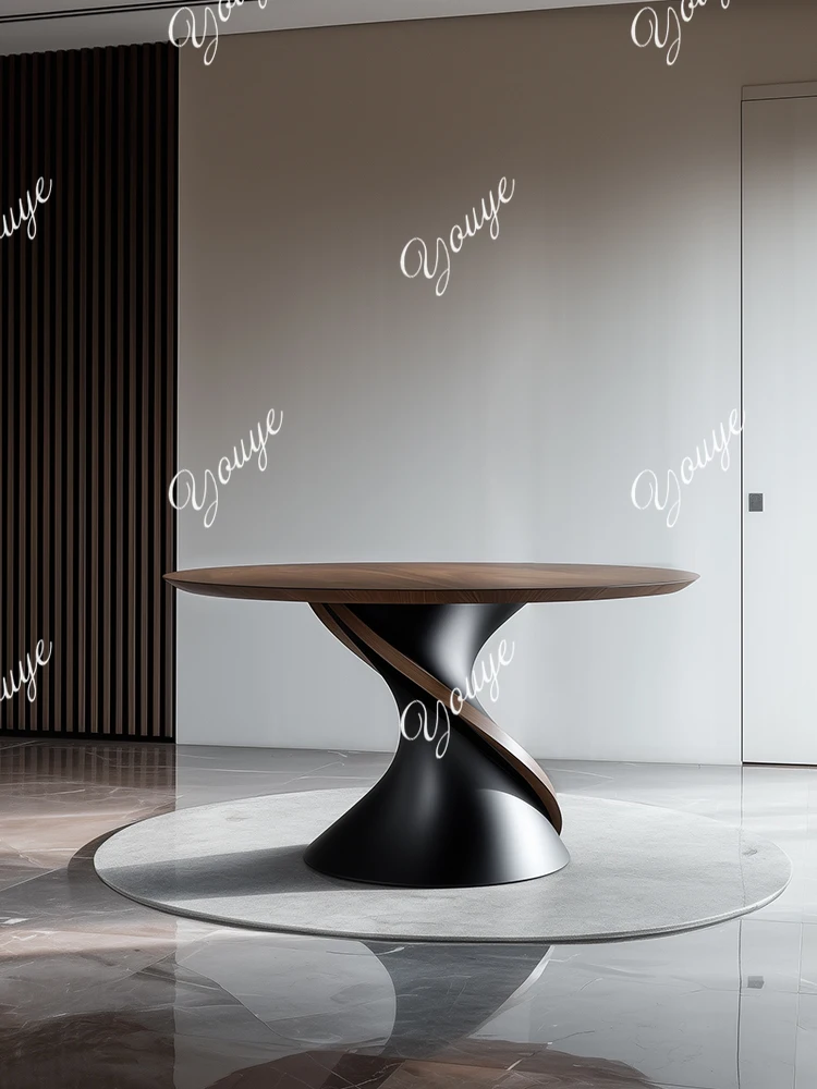 

Итальянский минималистичный обеденный стол из цельного дерева, элитный круглый стол для гостиной, дома, дизайнерский креативный средневековый продвинутый