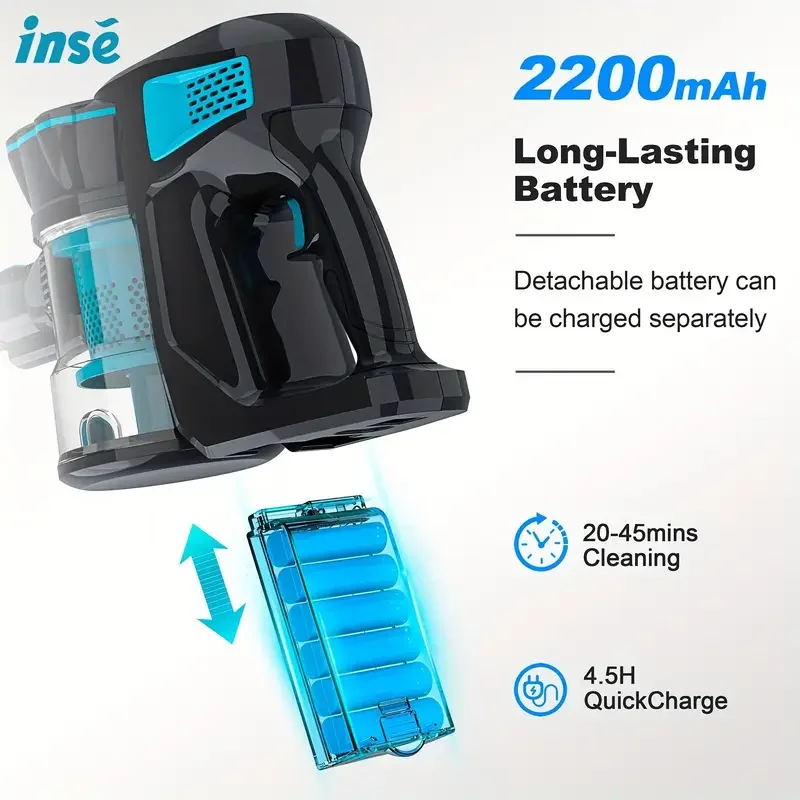 INSE V770 20KPa Cordless Vacuum Cleaner 6-in-1 Cordless Stick Vacuum Up to 45min Runtime Hand Vacuum Cleaner for Household Clean