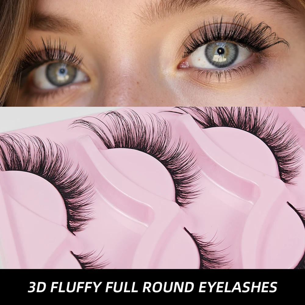 Yelix 7/8/10 Pairs Of Natural Full Strip Lashes Makeup Beauty Tools Fluffy Soft Band Lashes Lightweight Manga Lashes Faux Cils