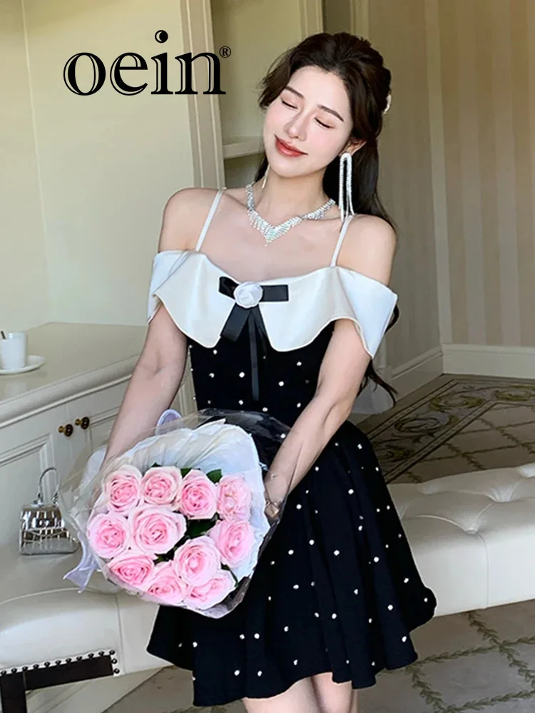 

[oein] +Summer New Feminine Style Slimming Sweet Party Off Shoulder Camisole With Diamond Princess Dress