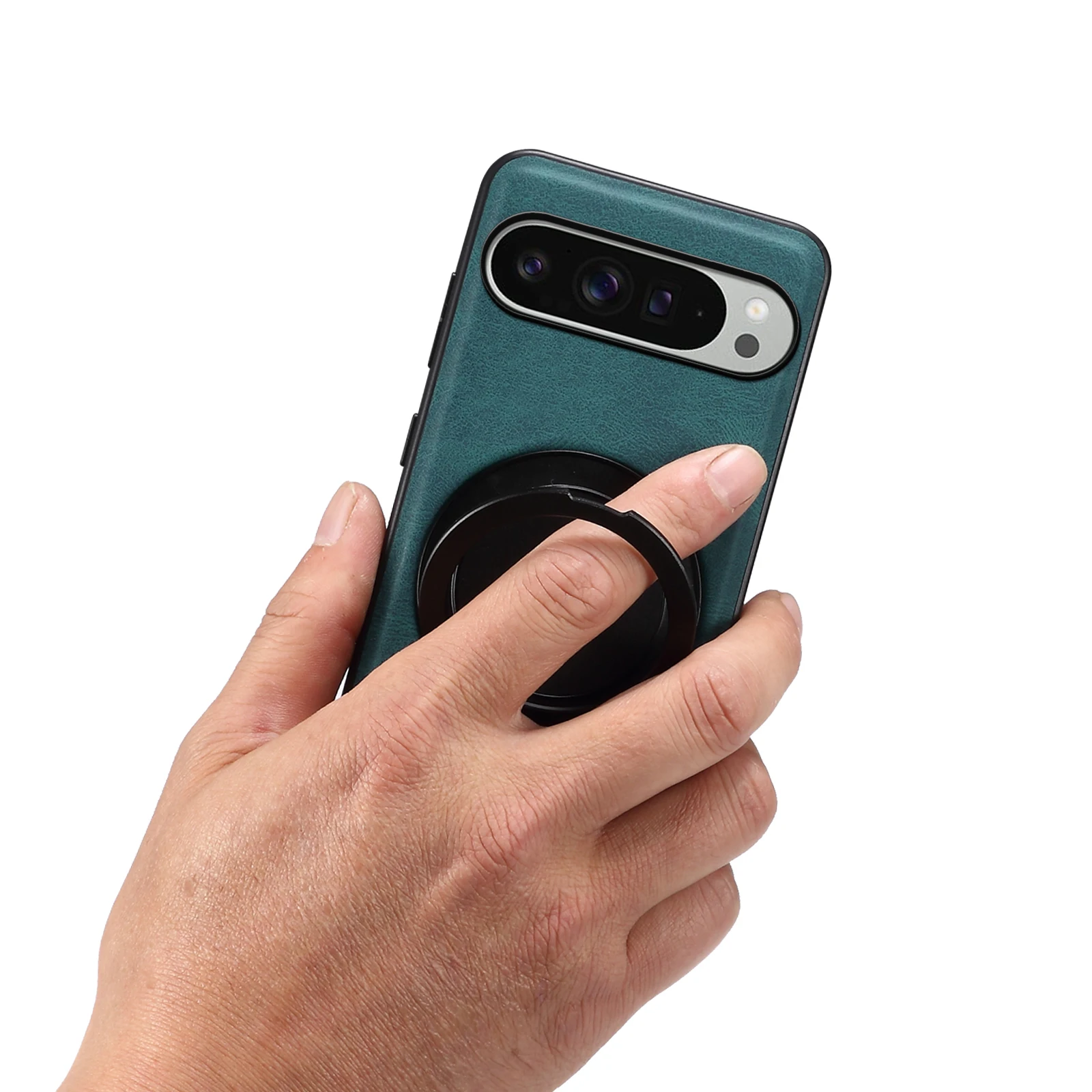Faux Leather Mobile Phone Case Magnet 360° Rotating Stand Ring Buckle For Google Pixel 10 Pro XL 9 8A 7 view 3