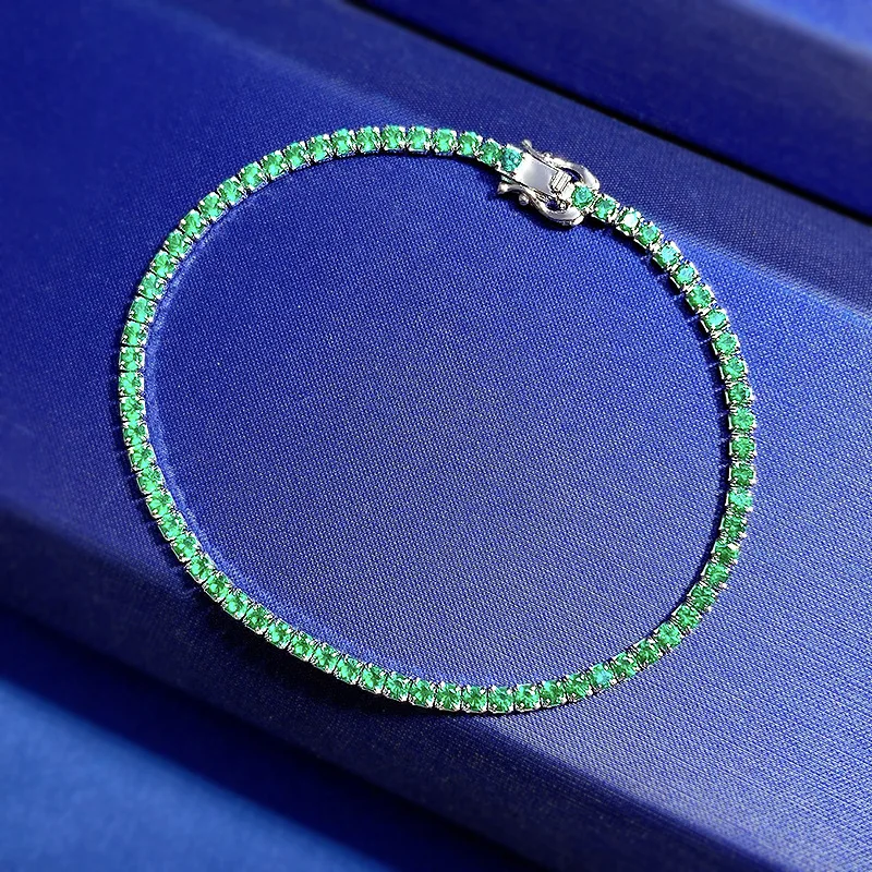 S925 sterling silver bracelet, popular European and American tennis chain, single row zircon inlaid bracelet, jewelry