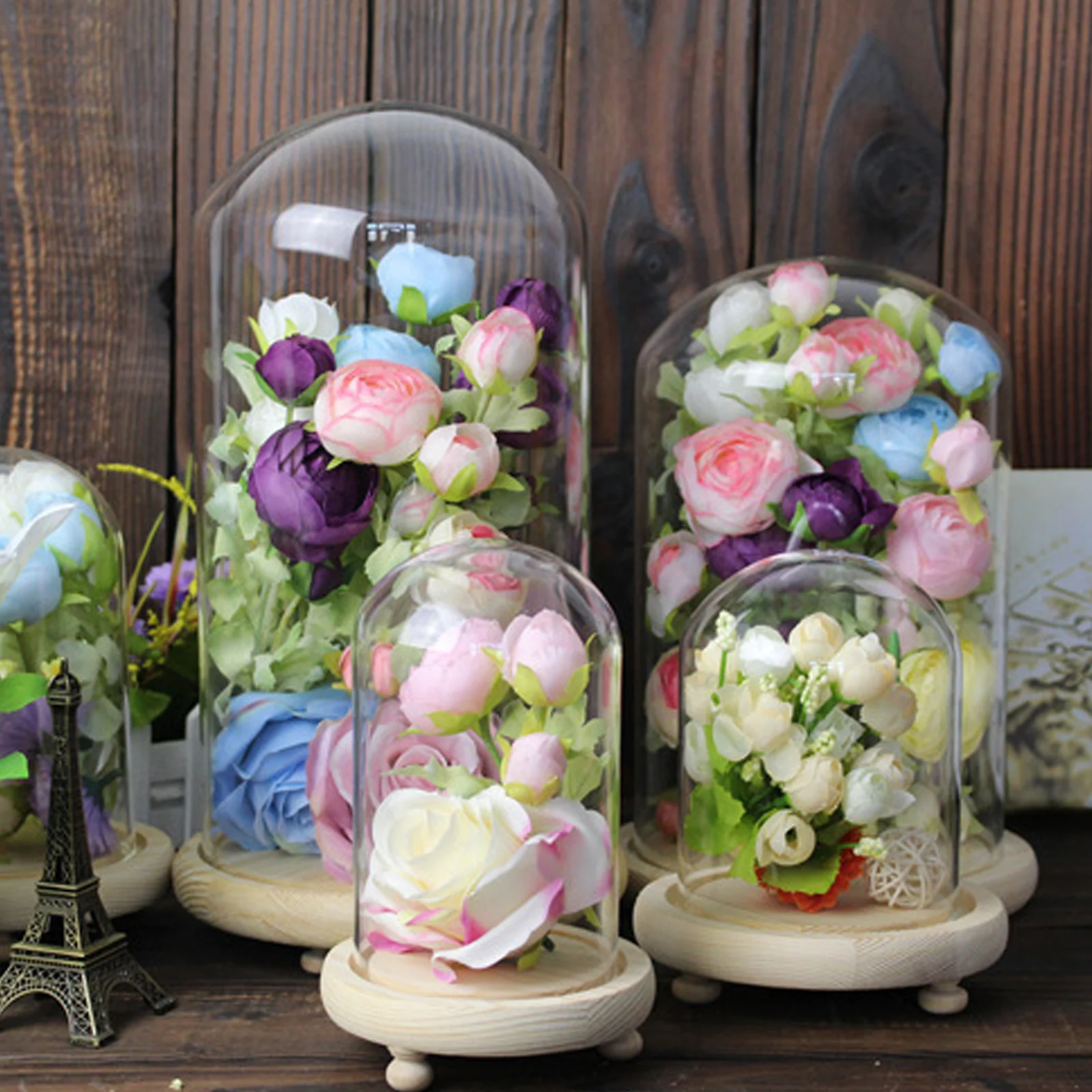 

1Set Preserved Flower Glass Cover Creative Desktop Decor for Indoor Outdoor Exquisite Flower Adornment Cover