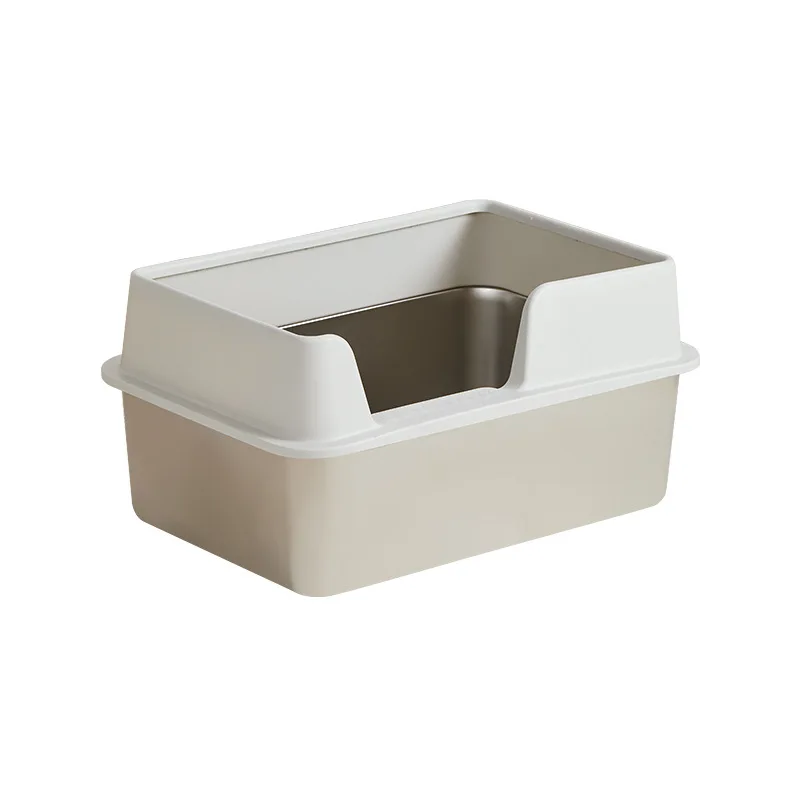 Semi-Enclosed Cat Box and Accessories Super Large Stainless Steel Cat Toilet Splash-proof Bedpan Toilet Cat Box