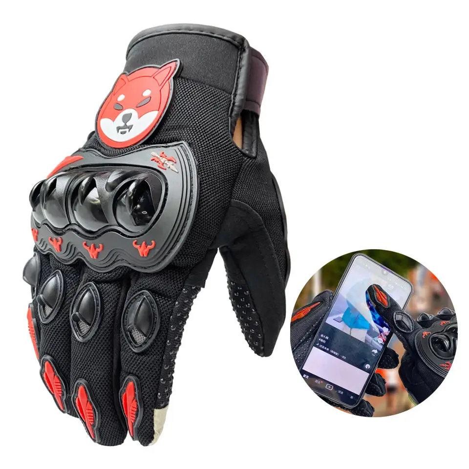 Gants de moto à écran tactile, respirants, doigt complet, course, sports de plein air, protection, équitation, croix, vélo, D343