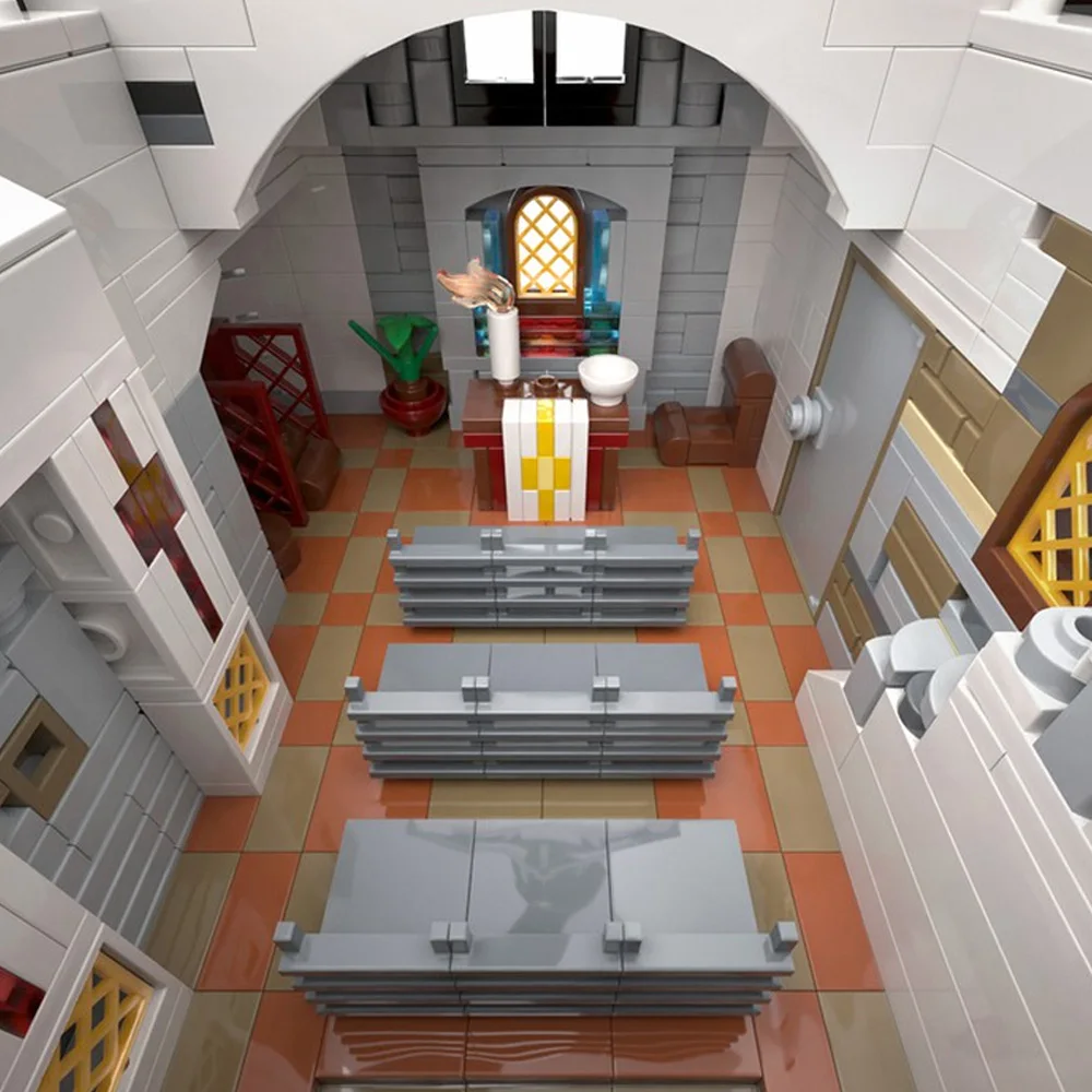 MOC Adalbert's Church Building Blocks รุ่นโบสถ์ยุคกลางสถาปัตยกรรม Street View อิฐประกอบของเล่นเด็กของขวัญวันเกิด