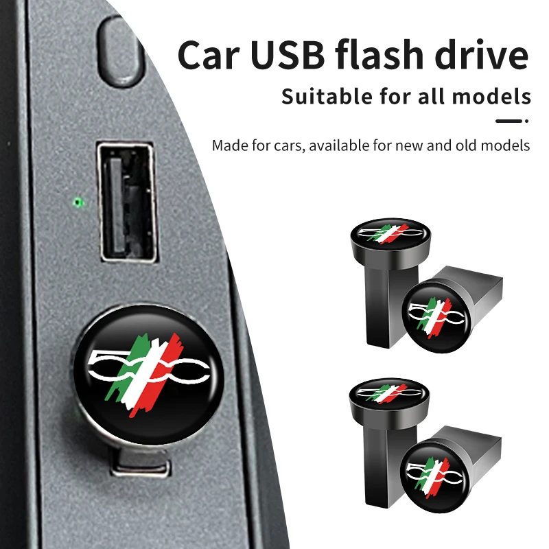 Logotipo do carro mini unidade flash usb 32gb pendrive 64gb u vara de memória para fiat 500 abarth tipo punto panda ducato stilo fiorino