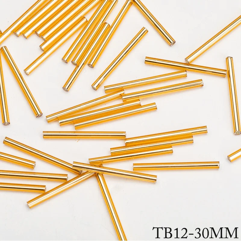 20grams Glass Tube Beads Loose Beads Gold-Color 6MM/9MM/12MM/30MM Boho Long Tube Bead DIY Clothing Accessories Beading Material