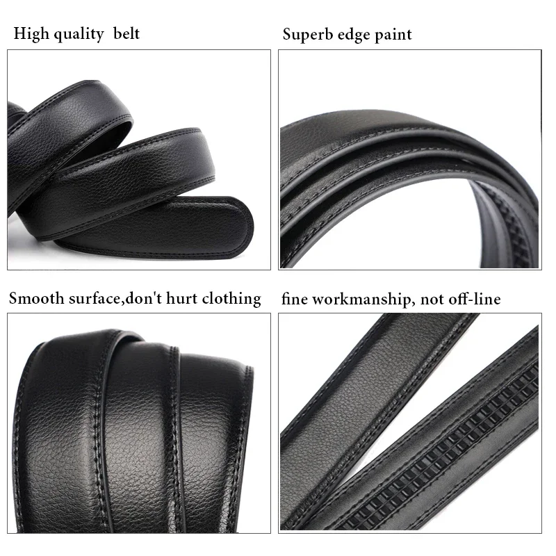 Fashion Luxury Alloy Automatic Buckle Black PU Leather Belts High Quality 105 150 140 130 160 170 cm Large Plus Size Men\'s Belt