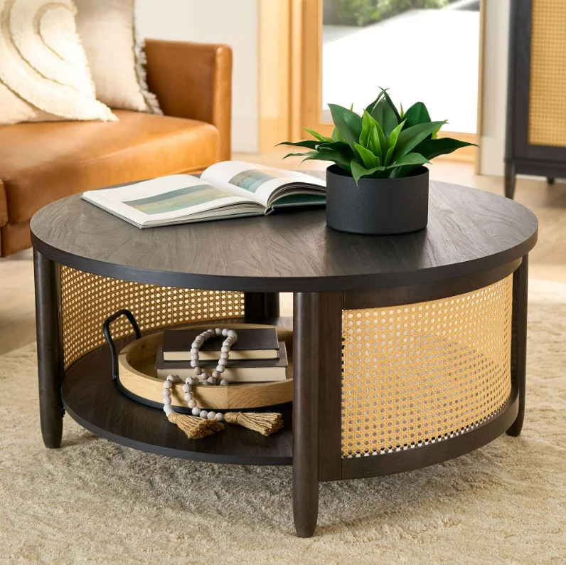

Modern Round Wooden Coffee Table for Living Room Dining Outdoor or Hotel Durable Furniture