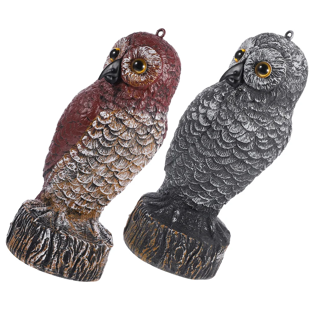 2 pçs ao ar livre coruja jardim ornamento realista plástico pássaro dissuasor decoração para quintal jardim coruja gramado bonsai decoração
