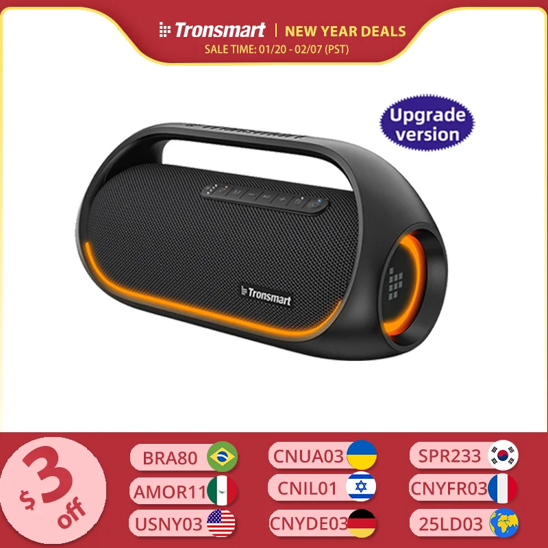 Tronsmart Bang Bluetooth Speaker 60W Wireless Speaker with App Control, Heavy Bass, IPX6 Waterproof, for Party, Outdoor