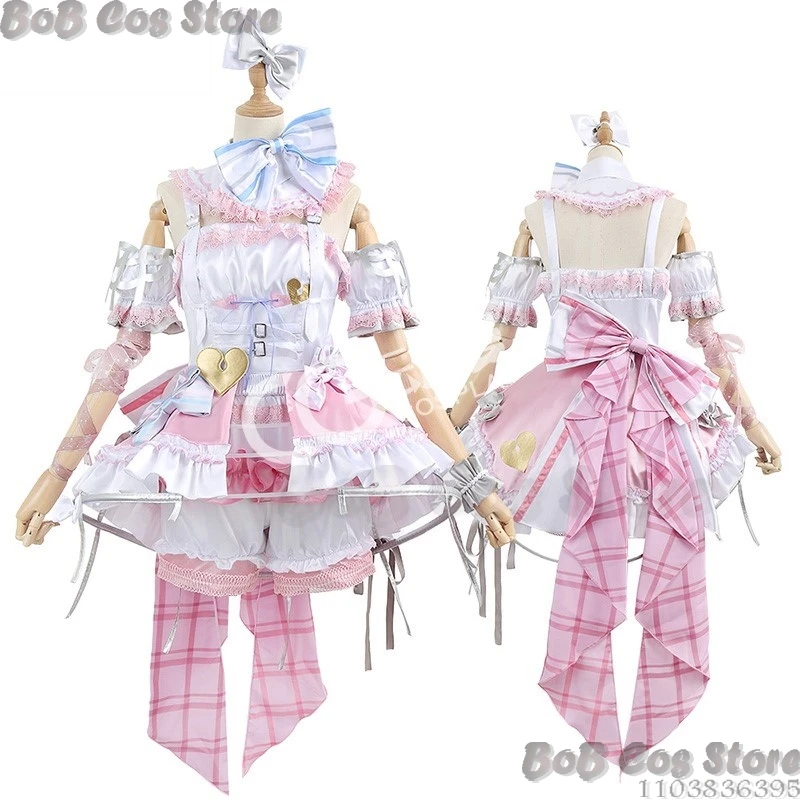 Akiyama Mizuki Jogo PJSK Projeto Sekai Palco Colorido! Cosplay rosa rabo de cavalo peruca lolita vestido conjunto completo terno feminino menina comic-con