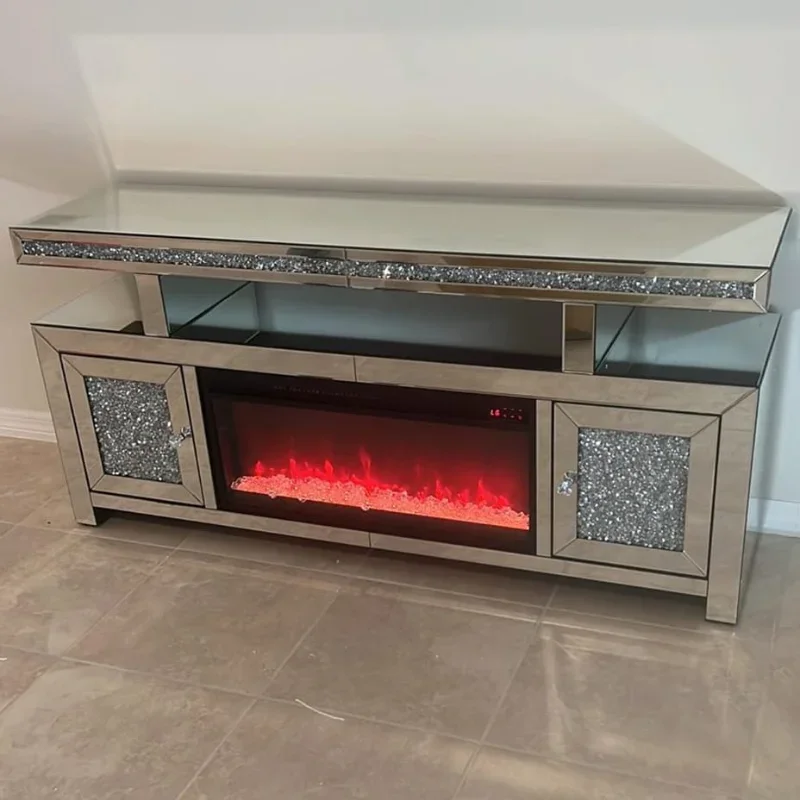 

Luxury European Market Elegant TV Stand for TVs up to 65" with Electric Fireplace