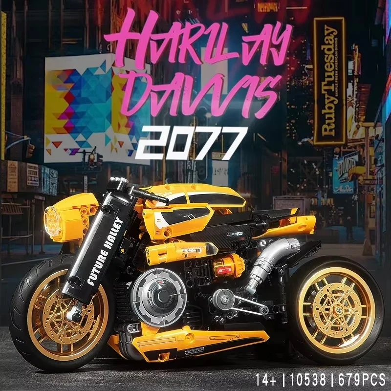 

Набор технических строительных блоков для мотоцикла Cyber Punk Bat-MOC Kit, сборные кирпичи STEM, обучающая игрушка в подарок для детей