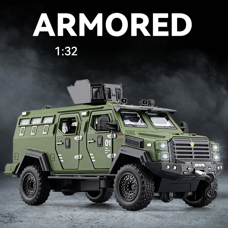 

1:32 сплав меч зубчатый тигр взрывозащищенная модель автомобиля литая под давлением полицейская бронированная внедорожная машина модель автомобиля звук свет детская игрушка