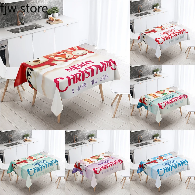 

Cute Cartoon Animal Tablecloth Christmas New Year Decoration Restaurant Table Waterproof Rectangular
