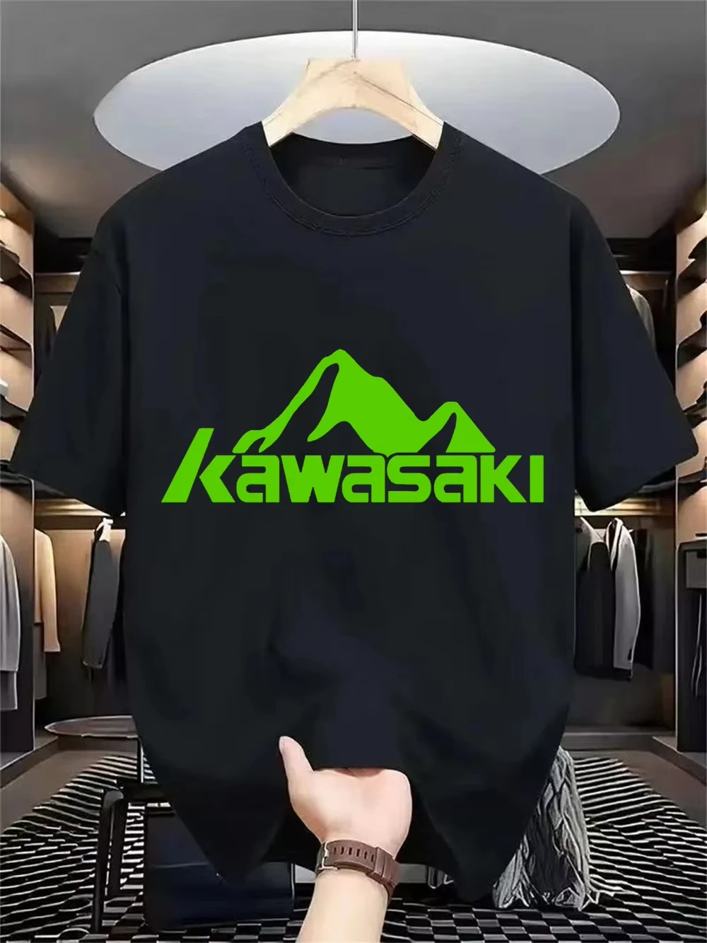 

Kawasaki летняя мотоциклетная мужская повседневная спортивная модная быстросохнущая впитывающая пот дышащая удобная футболка с коротким рукавом