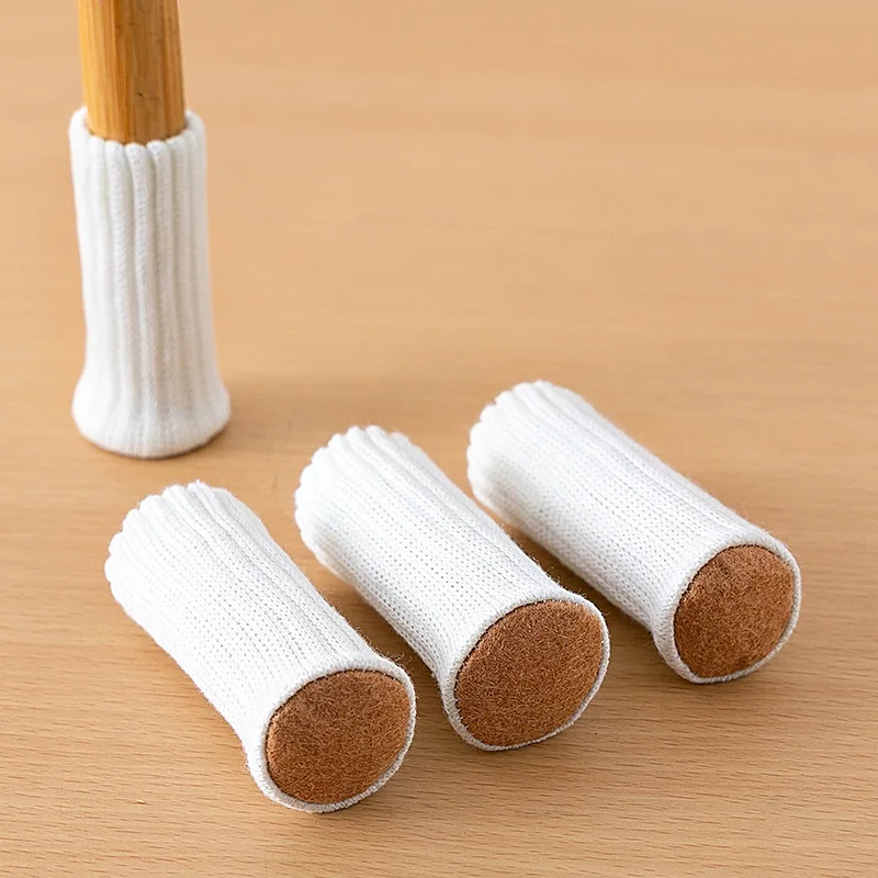 Knitted Table Chair Foot Cover Silent Circular Felt  Bottom Chair Stool Foot Cover Wear-resistant Double-layer Thickened Silent