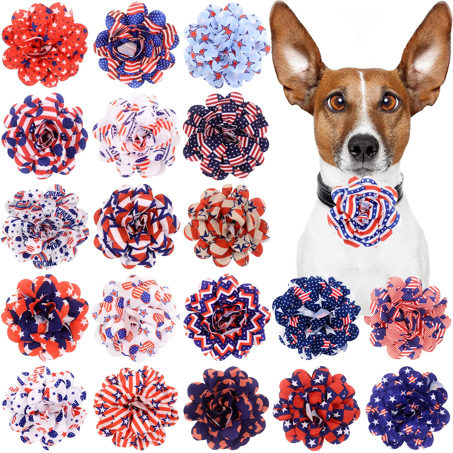 50PS Removable Dog Bowtie For 4th July Dog Bows Dogs Pets Collar Accessories Small Dog Cat Bow Tie For American Independence Day