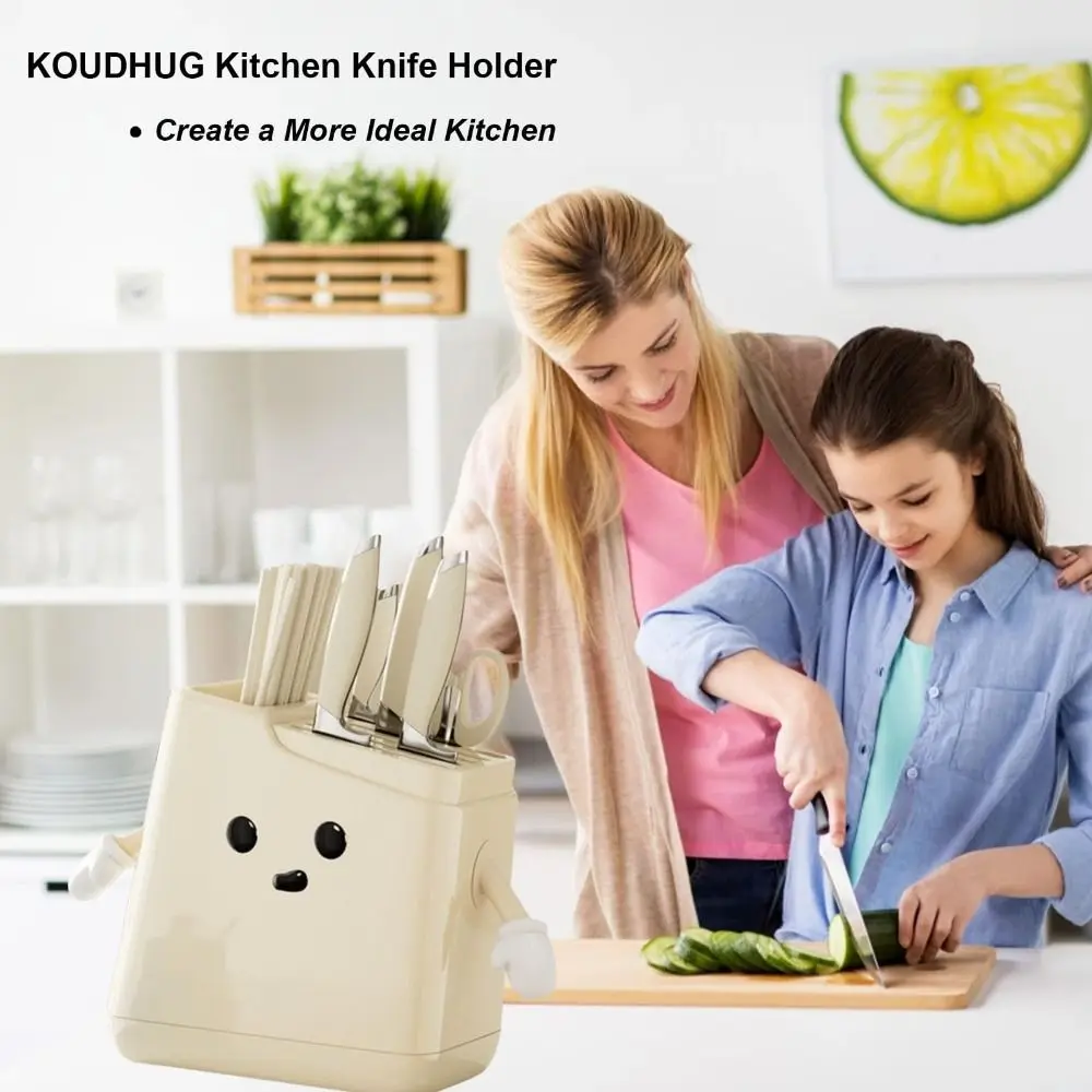 

Stable Knives Storage Rack Anti-slip Space Saving Countertop Knives Holder Large Capacity Plastic Chopstick Bucket Kitchenware