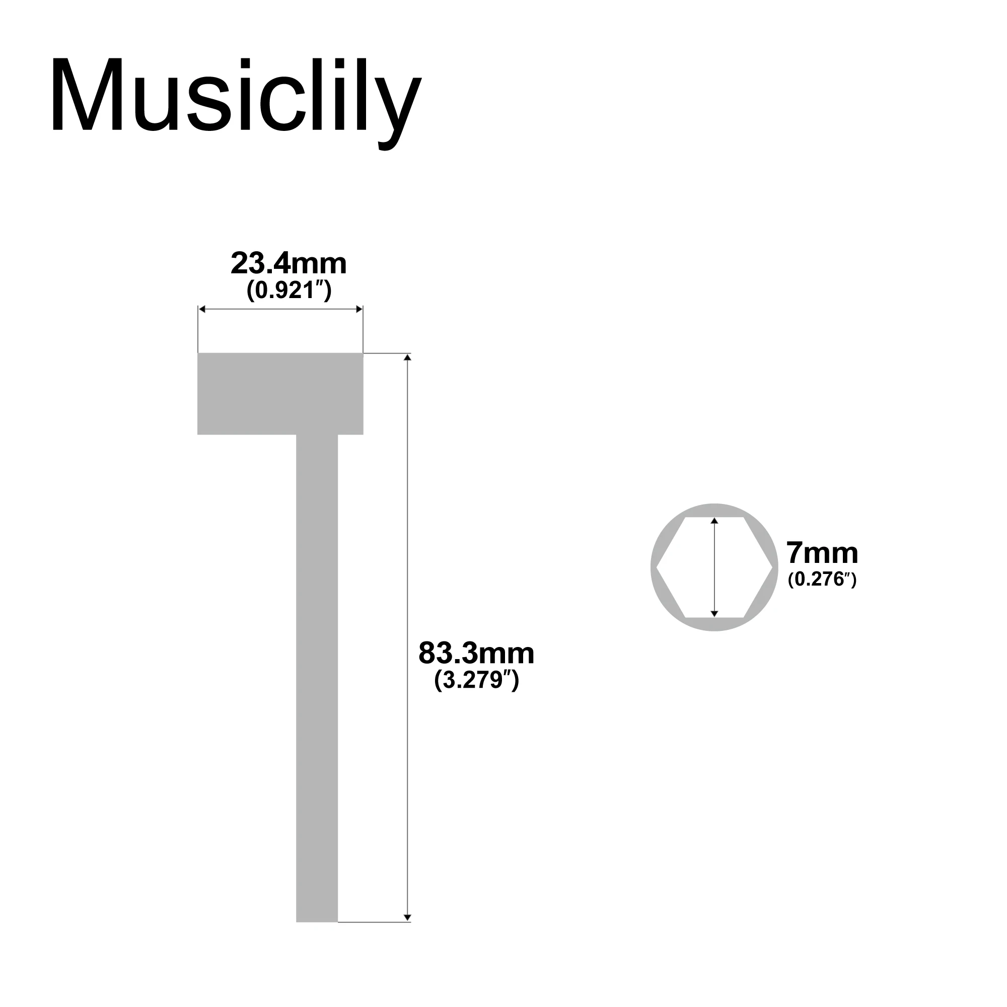 Musiclily 7mm Guitar Truss Rod Box Wrench Pipe Adjustment Wrench for PRS/Jackson/Ibanez , Chrome
