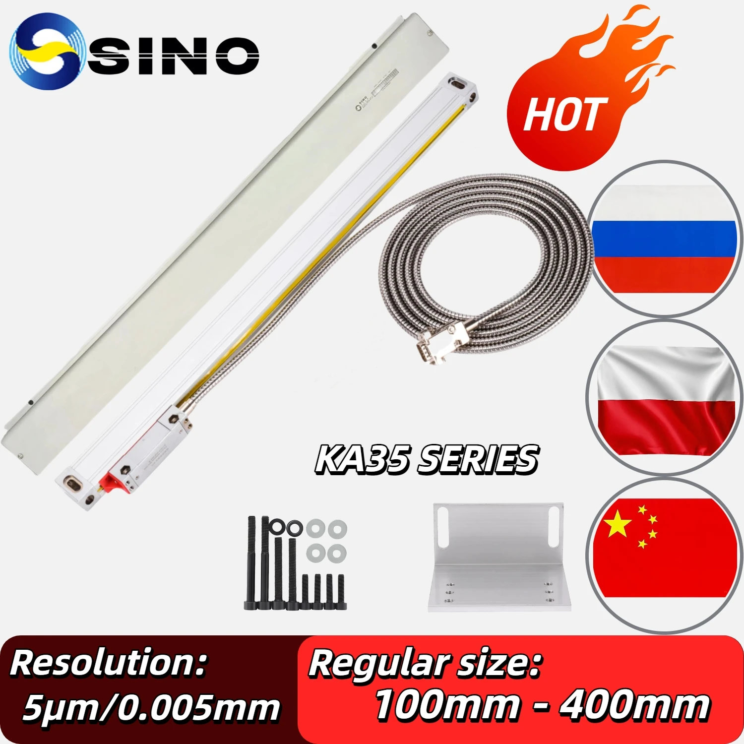 DRO Linear Scale 5um TTL Lathe Mill Machine KA35 100mm 150mm 200mm 250mm 300mm 350mm 400mm Grating Ruler Optical Encoder