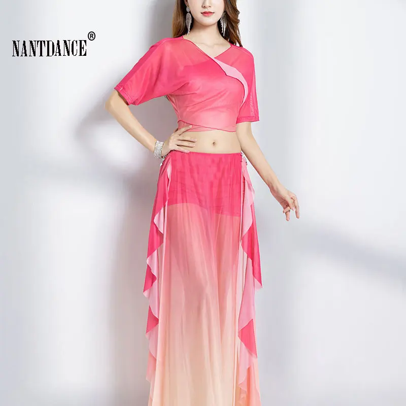 Belly Dance Top Skirt Set Oriental Performance Party Clothing Sexy Women Long Skirt Suit Show Dance Stage Costume Robe Orientale