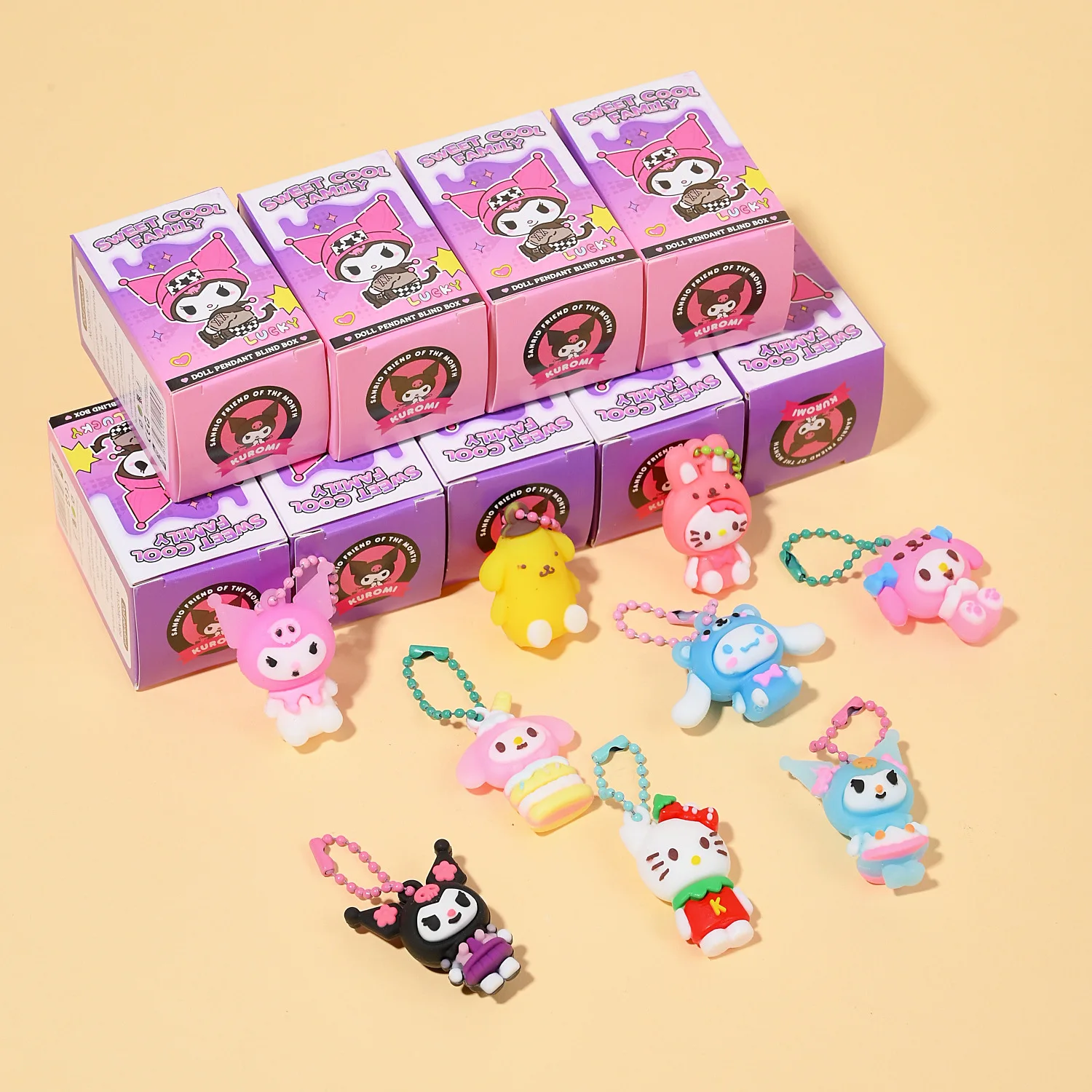 

@24pieces/set Sanrio Hello Kitty Blind Box Action Doll Model Keychain Pendant Decorative Toy Children's Christmas Gift