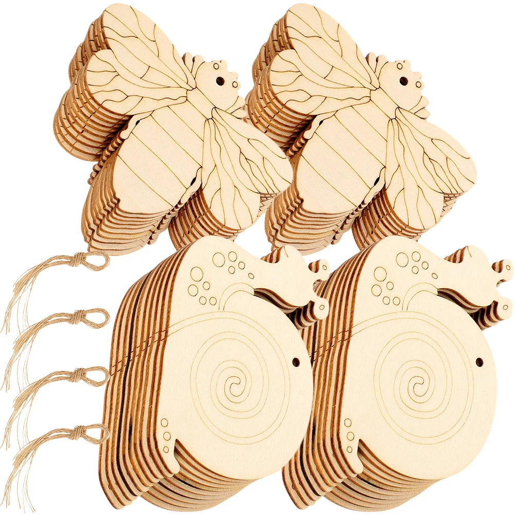 

4 Bags Wooden Slices Unfinished Insect Cutouts DIY Wood Pieces for Crafting Painting Wedding Decorations Blank Wood Chips