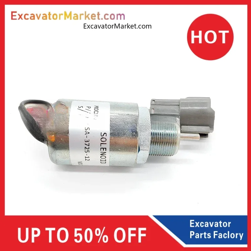 Excavator Parts Forsumitomo 265 Mitsubishi Engine Shut-off Solenoid Valve Switch Fuel Cut-off Valve Sa-3725-12   Excavator Parts