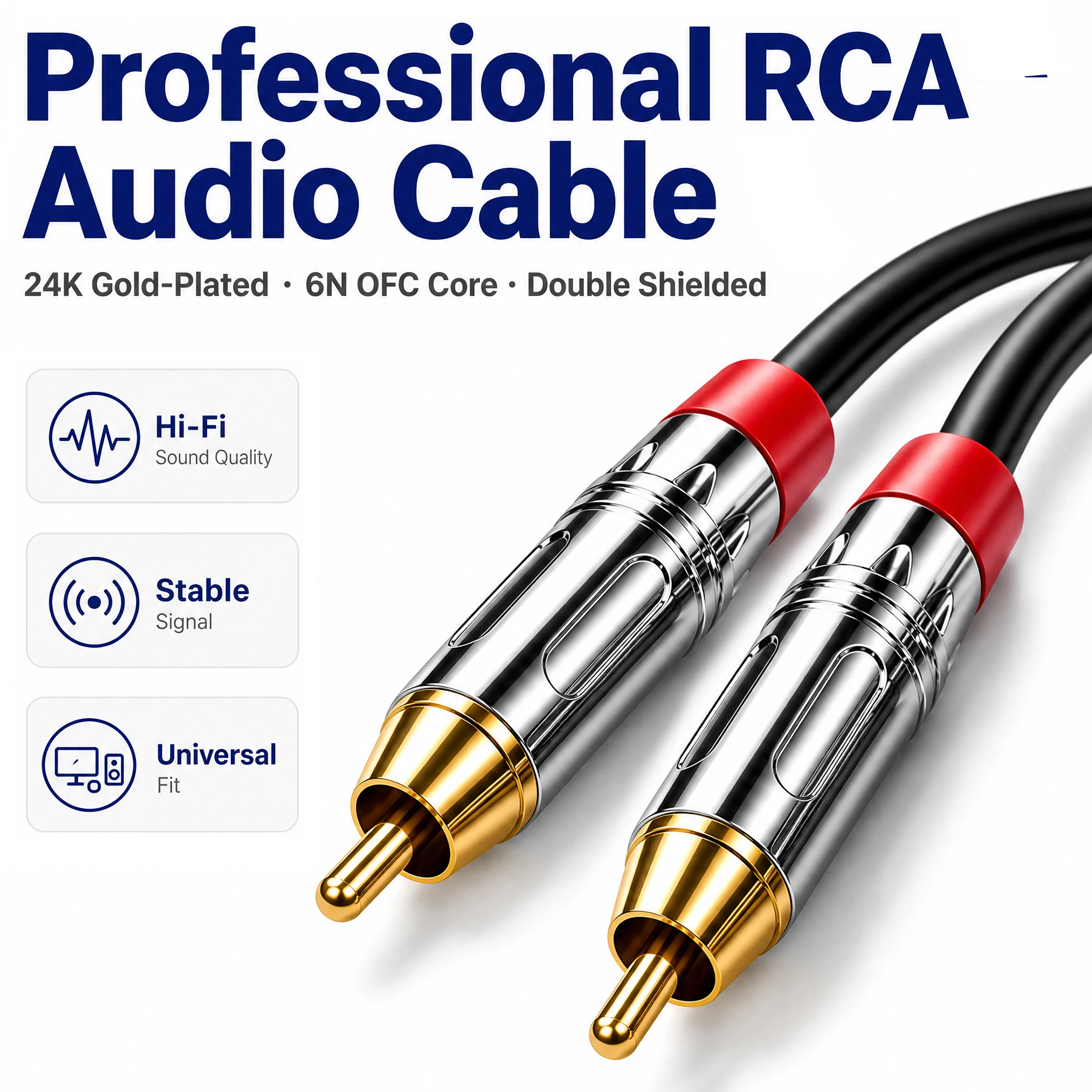 RCA To RCA Audio Cable 3M-30M HIFI Stereo RCA Interconnect Cord OFC Wire Left Right Channel for TV DVD DAC Amplifier Speaker