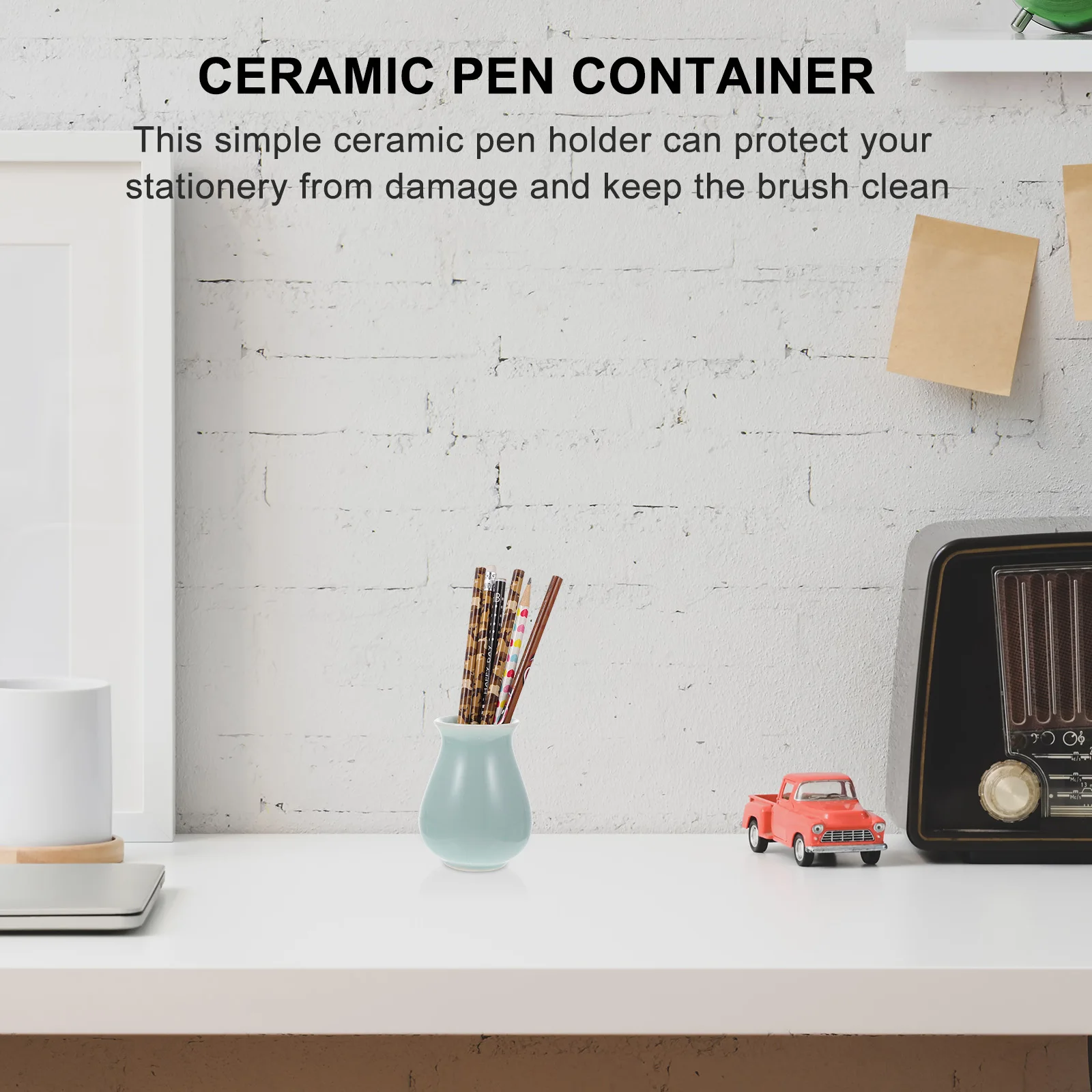

1Pcs Ceramic Pen Container Simple Multifunctional Holder for Desktop Study School Office Brushes Pencil Stationery