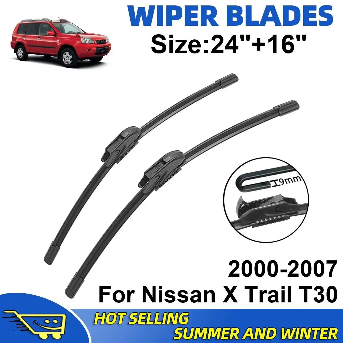 

2PCS Wiper Blades Set Kit For Nissan X Trail T30 2000-2007 Front Windshield Brushes Windscreen Window Accessories