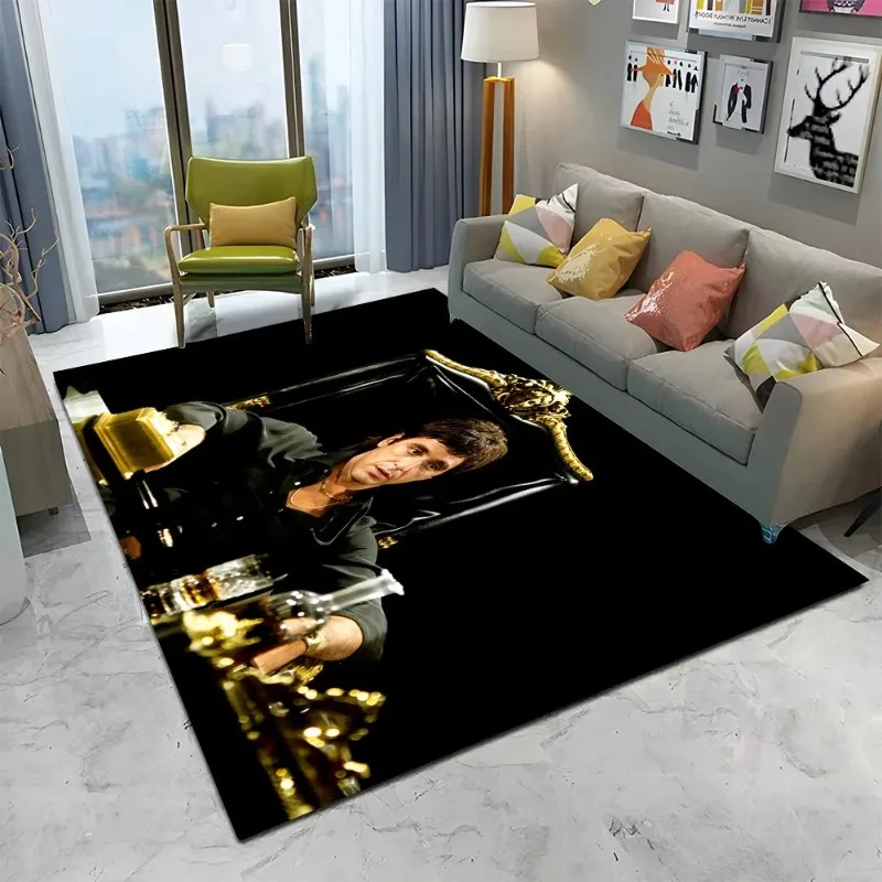 Movie Character Print Floor Mat for Living Room Bedroom Decor Flannel Rug with Classic Film Figure Art for Indoor Floor Decorat