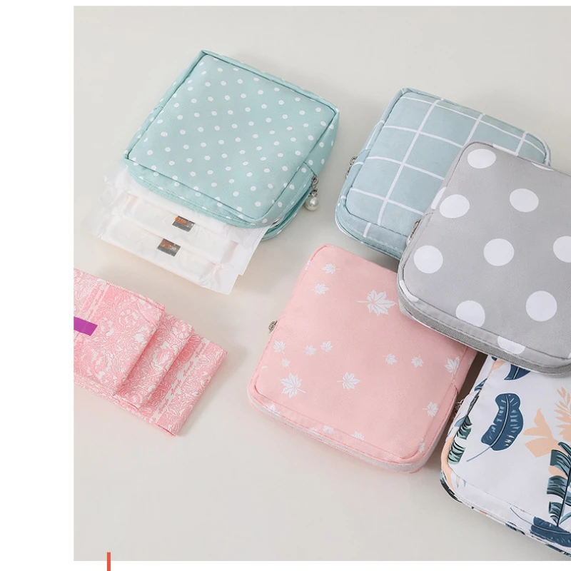 New Women Sanitary Pad Storage Bags Cotton Girls Small Cosmetic Bags Makeup Bag Napkin Pouch For Ladies Travel Organizer