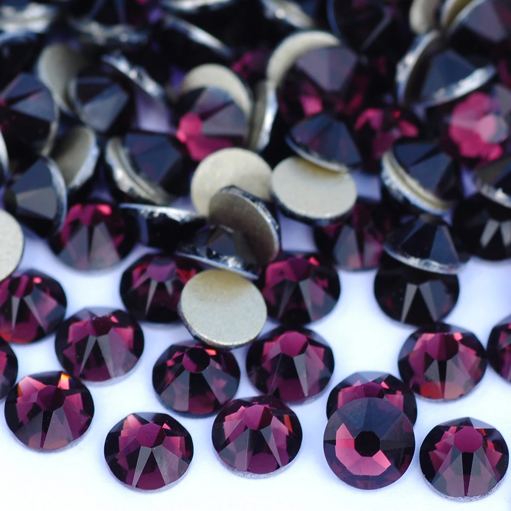 YANRUO 2088NoHF Alle Größen Amethyst Glitzer Flache Rückseite Nicht-Hotfix Strass-Kristalle Kaltfixierte Rhinestones Glassteine für Kleider