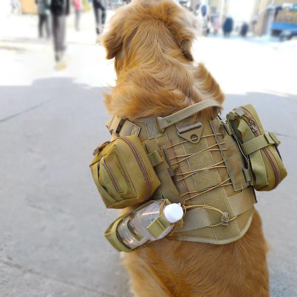 

Военный большой поводок для собак, комплект K9, ошейник для собак, тактический тренировочный жилет, немецкая овчарка, малинуа, прогулка для средних и больших собак