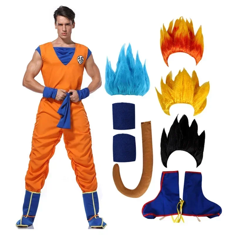 Disfraz de Goku Super Saiyan 2026 para Cosplay, Disfraz de Anime para Hombres Adultos, Trajes de Carnaval de Halloween