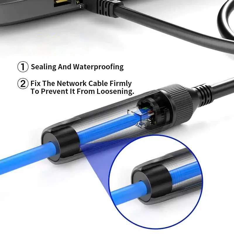 Waterproof CAT6 Network Cable Extender with Gigabit Ethernet Port Outdoor RJ45 Male to Female Connector Network Cable Adapter