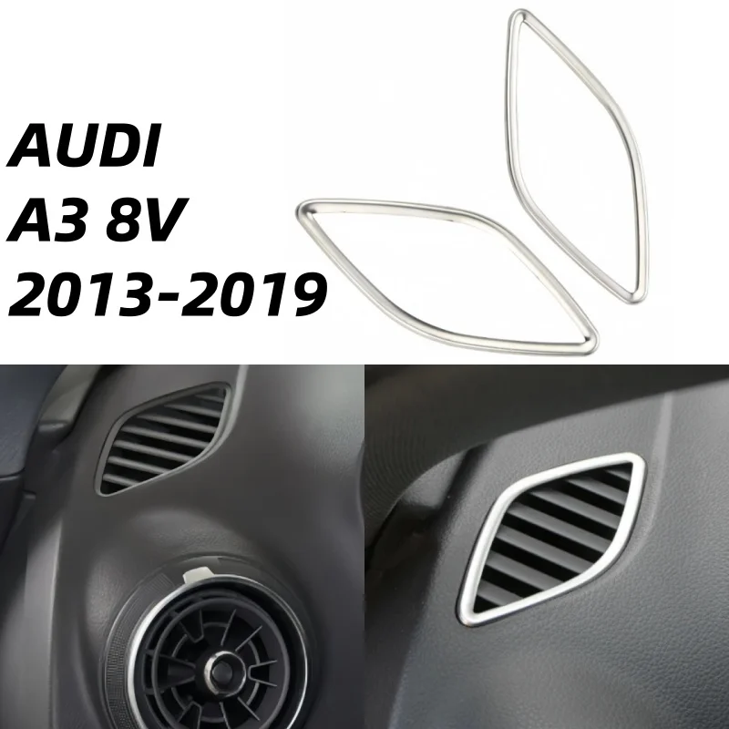 

For Audi A3 8V 2013 2014 2015 2016 2017 2018 2019 2Pcs LHD Car Air Conditioning Vent Outlet Cover Trim Decoration Sticker