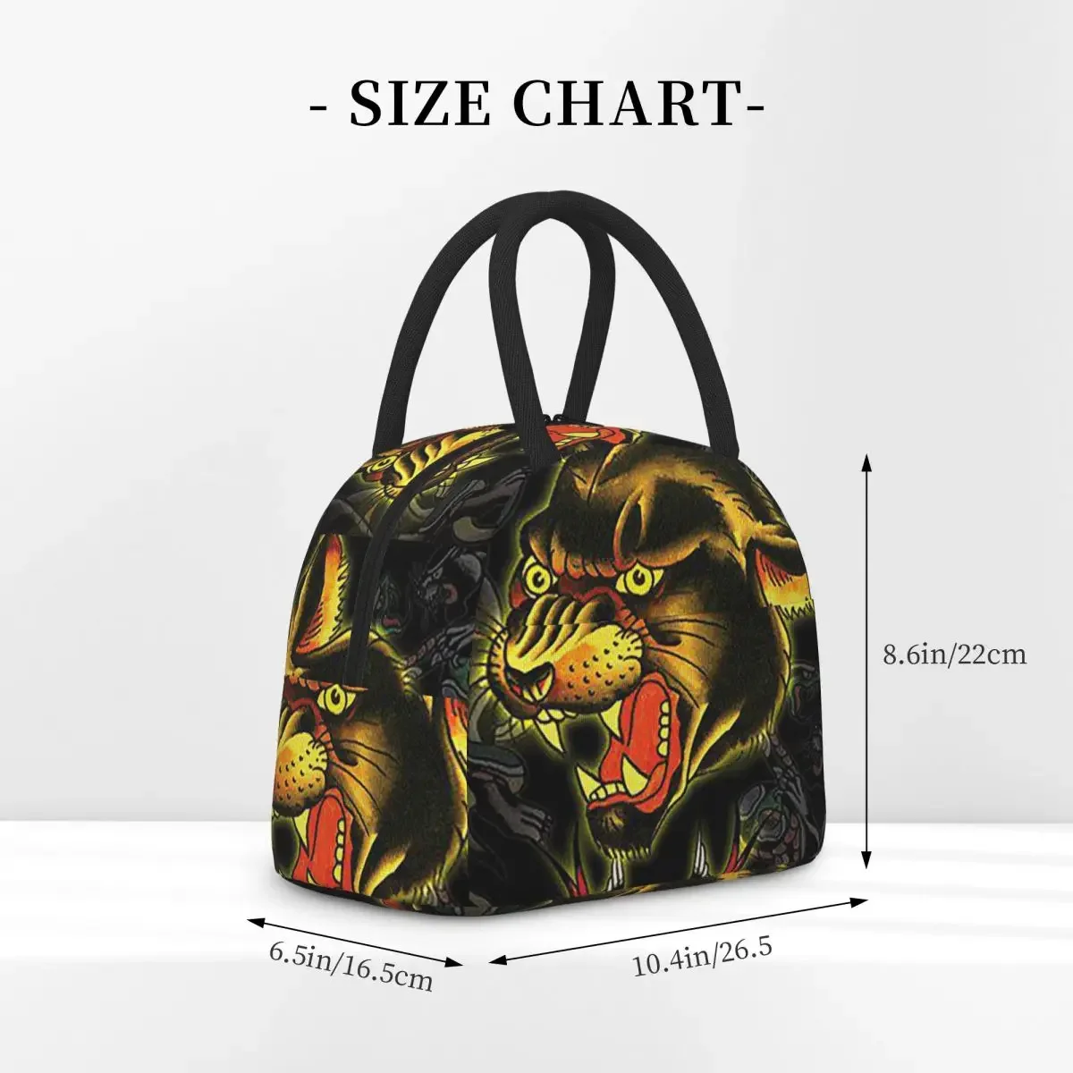 Ed-hardy Tattoo Tiger Skull Insulated Lunch Bag for Women Children Portable Food Boxes Thermal Lunch Box Tote