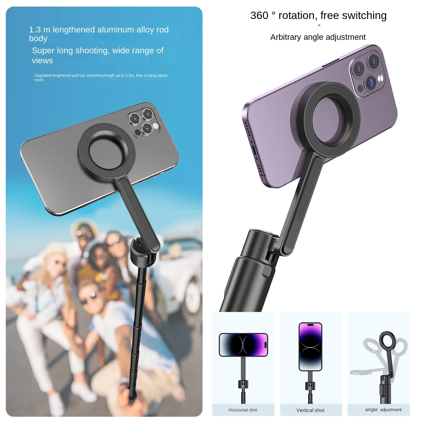 1335MM Selfie Stick Tripod Magnetic with Wireless Remote Phone Holder Portable Tripod for Mobile Smartphone Live Broadcast