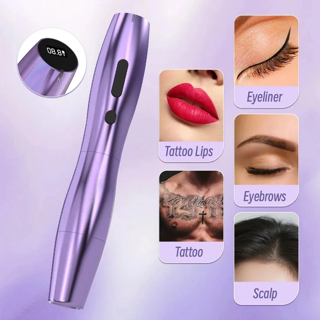 Tattoo Kit Rotary Tattoo Machine 2.5mm Stroke Wireless Permanent Makeup Machine Pen Tattoo Supplies for Beginners